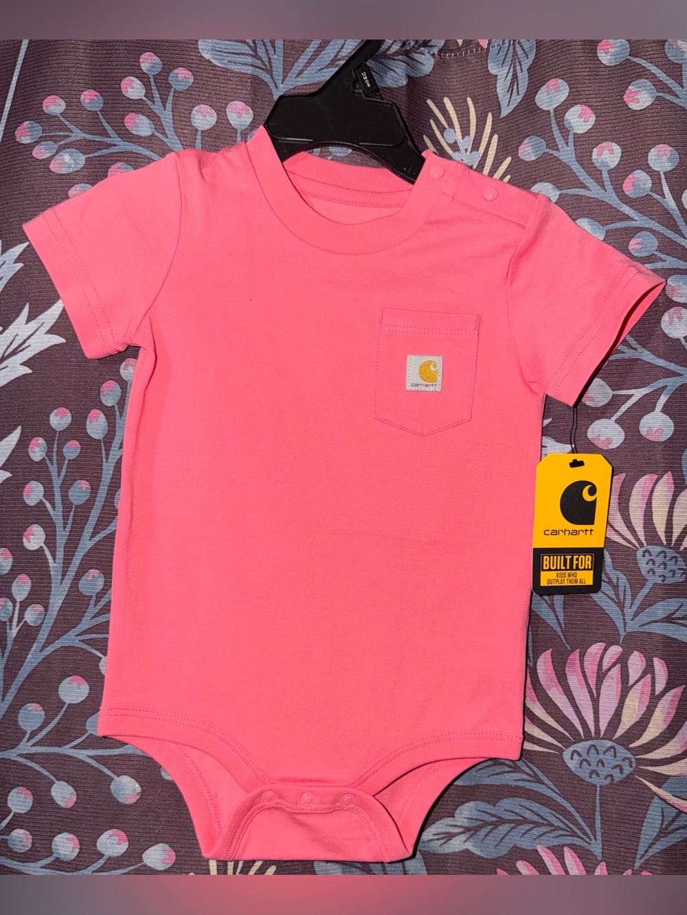 Carhartt Kids Short-Sleeve Pocket Bodysuit - Bright Pink